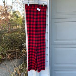 NWT Talbots Pretty Red Black Buffalo Plaid Wool Blend High Waist Dress Pants